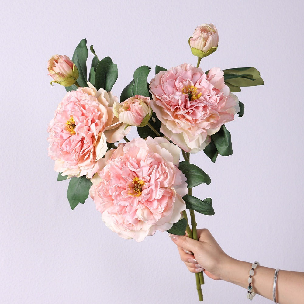 Jumbo 28-Layer Silk Peony Branch with Bud