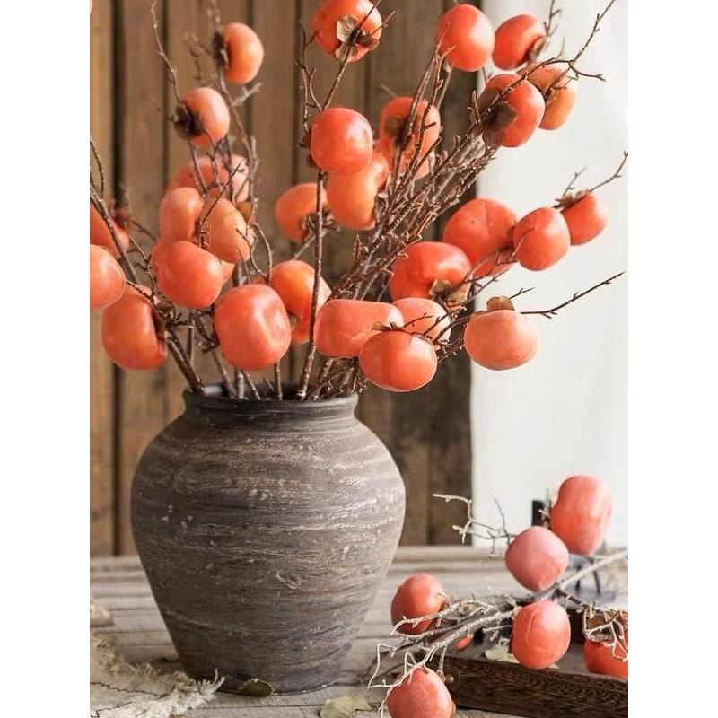Lifelike Artificial Persimmon Branch  | EternalBloom