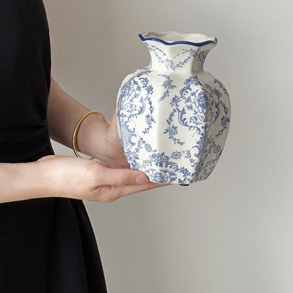 Premium Blue and White Ceramic Vase Set  | EternalBloom