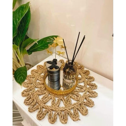 Handcrafted Natural Corn Husk Woven Placemat & Vase Mat