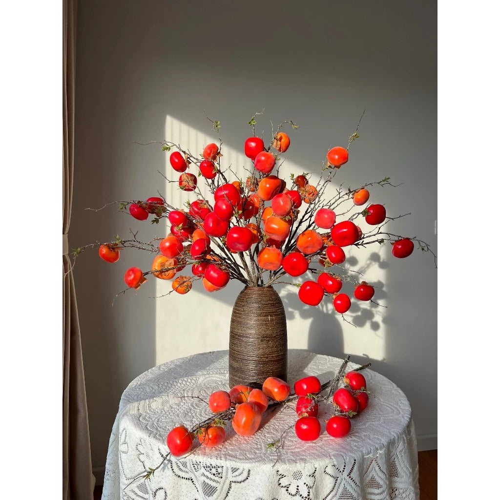 Lifelike Artificial Persimmon Branch  | EternalBloom