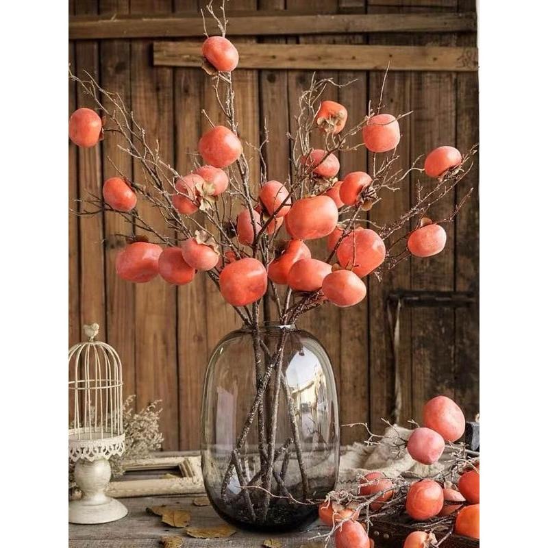 Lifelike Artificial Persimmon Branch  | EternalBloom