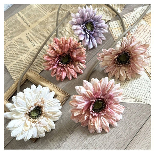 Large Vintage Gerbera Daisy Silk Flower Stem