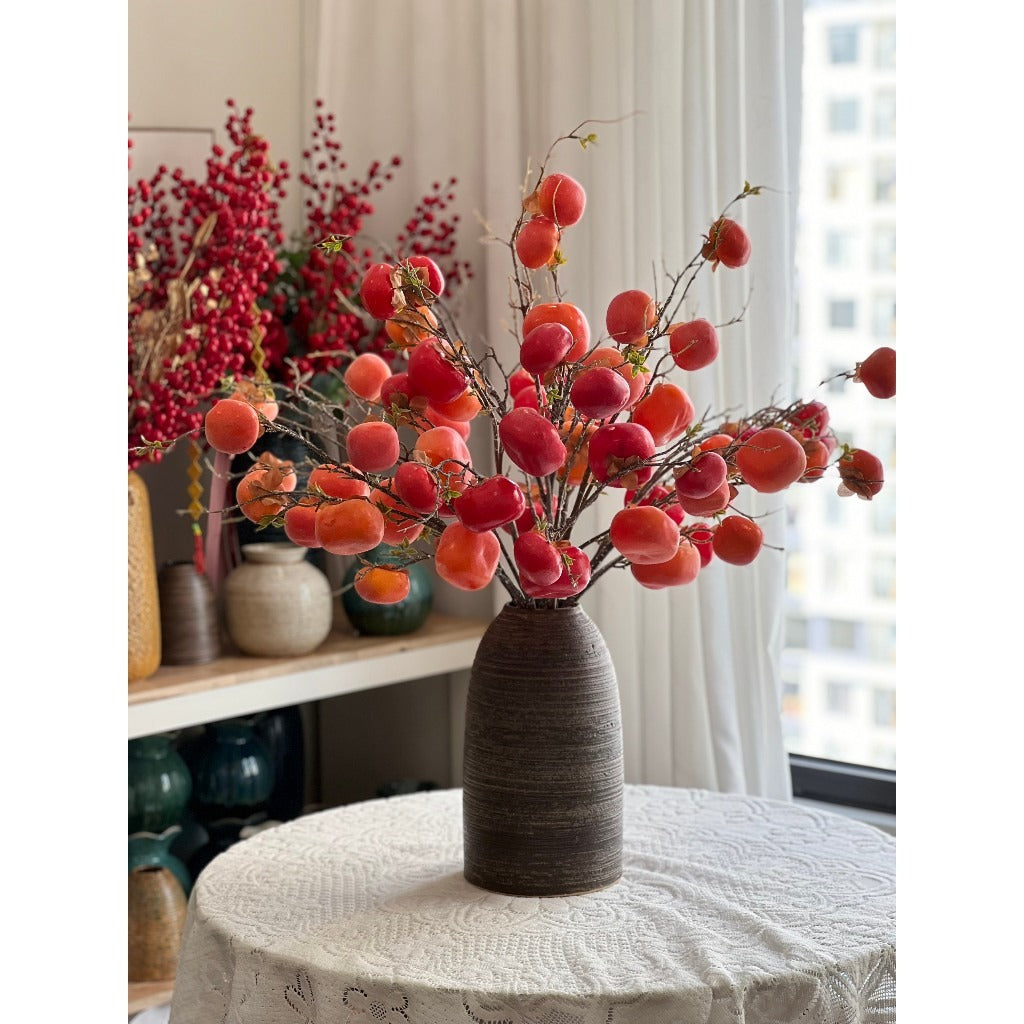 Lifelike Artificial Persimmon Branch  | EternalBloom