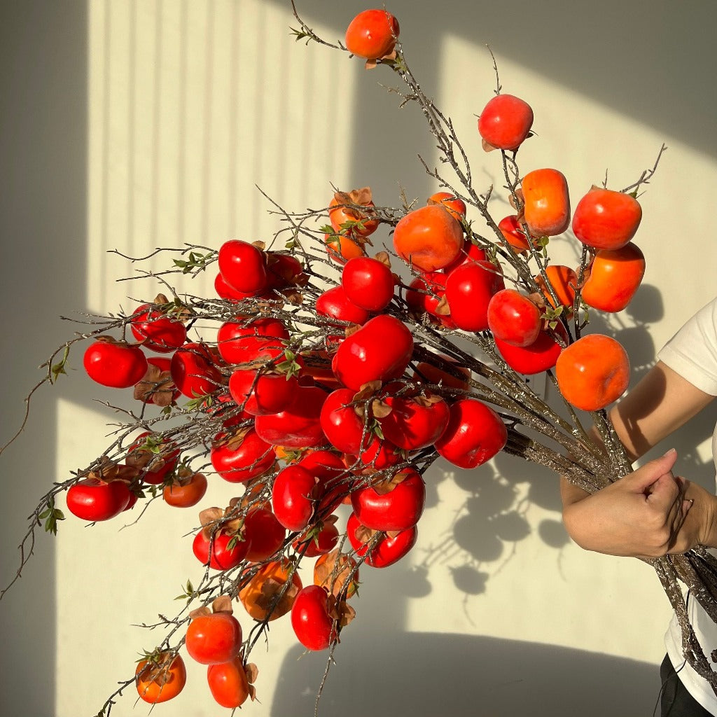 Lifelike Artificial Persimmon Branch  | EternalBloom