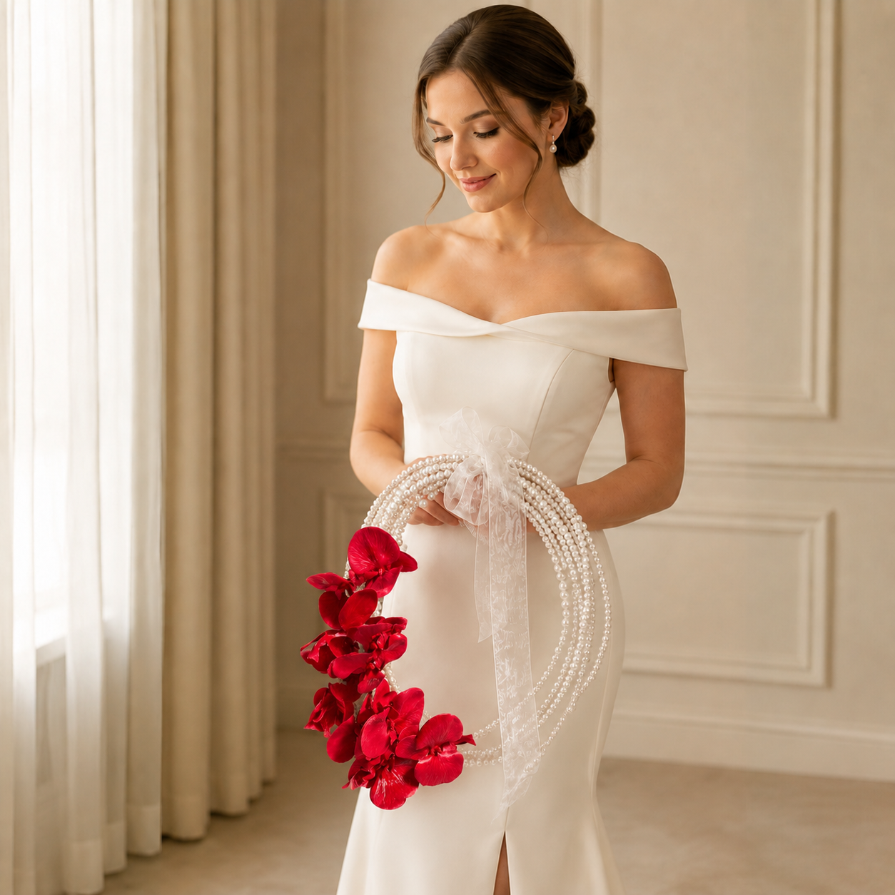 Handcrafted Crescent Half-Moon Bridal Bouquet Collection