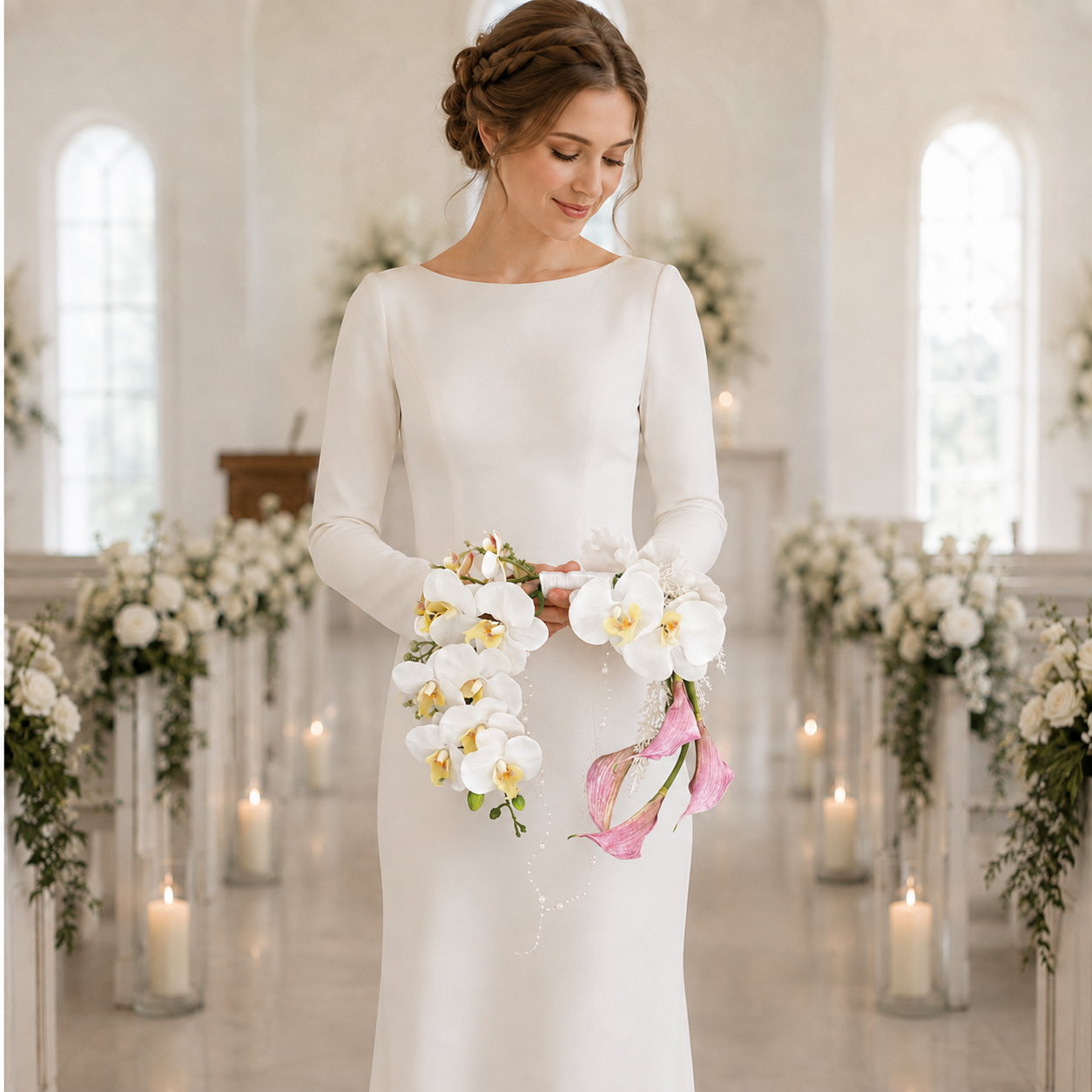 Handcrafted Crescent Half-Moon Bridal Bouquet Collection