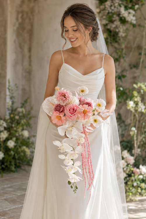 Handcrafted Multi-Floral Cascading Bridal Bouquet Collection
