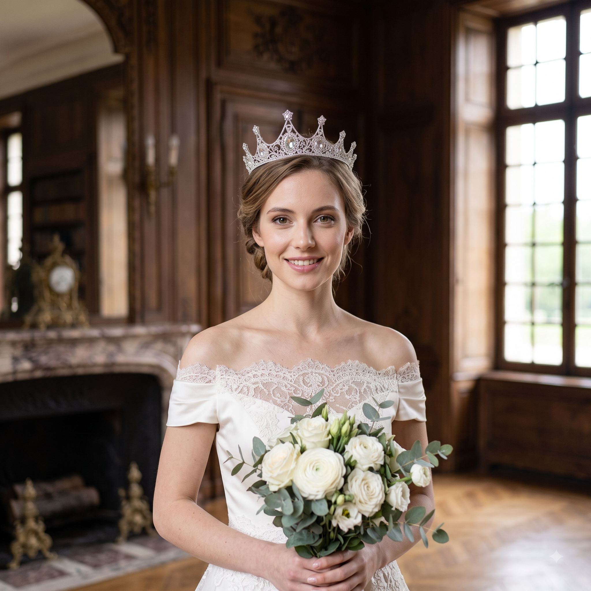 Elegant Pearl & Quartz Crystal Rhinestone Bridal Tiara Crown Collection