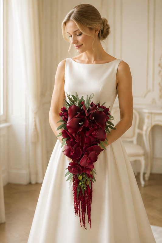 Premium Burgundy & Dark Red Bridal Bouquet Collection | Luxury Handmade Silk Rose Wedding Flowers (Multi-Style Deep Red Series)- Part 1
