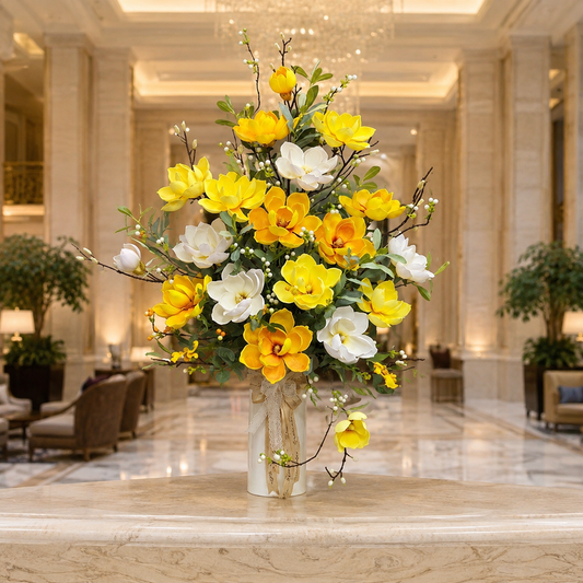 Real-Touch Yellow Magnolia Arrangement