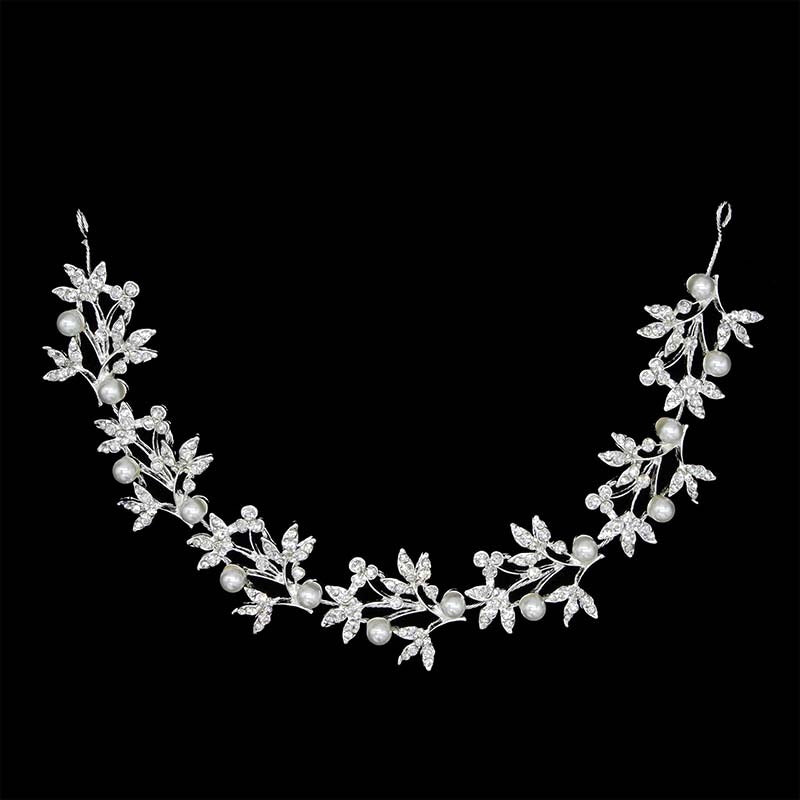 Handcrafted Pearl & Crystal Floral Bridal Hair Vine Wreath Collection