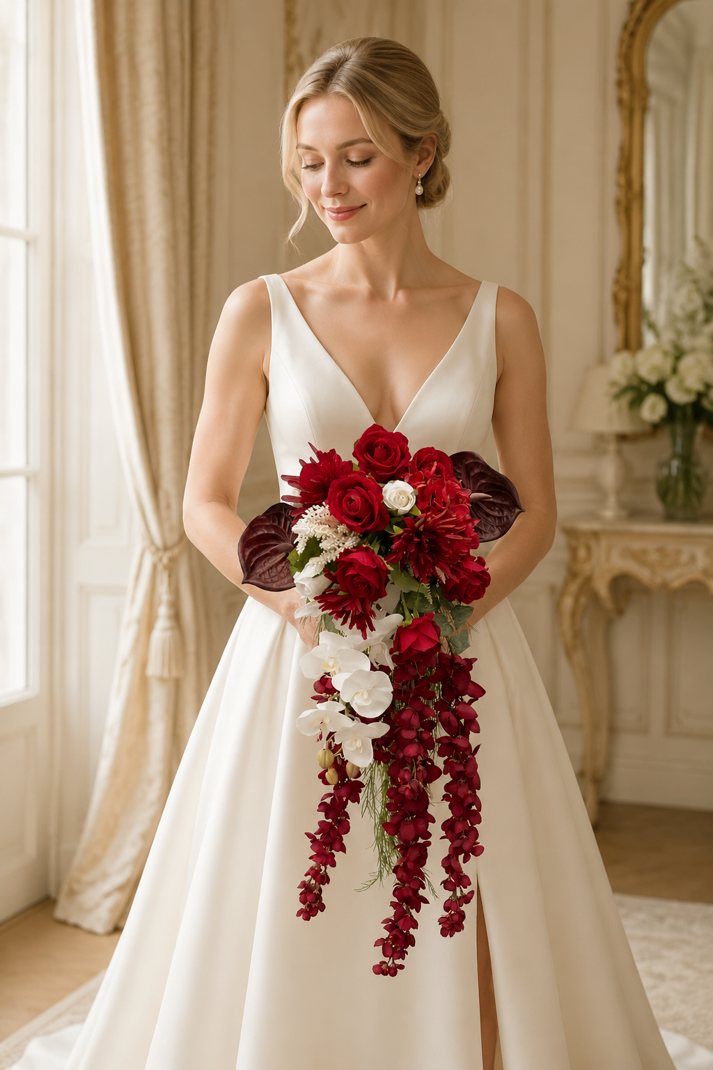 Premium Burgundy & Dark Red Bridal Bouquet Collection | Luxury Handmade Silk Rose Wedding Flowers (Multi-Style Deep Red Series)- Part 2