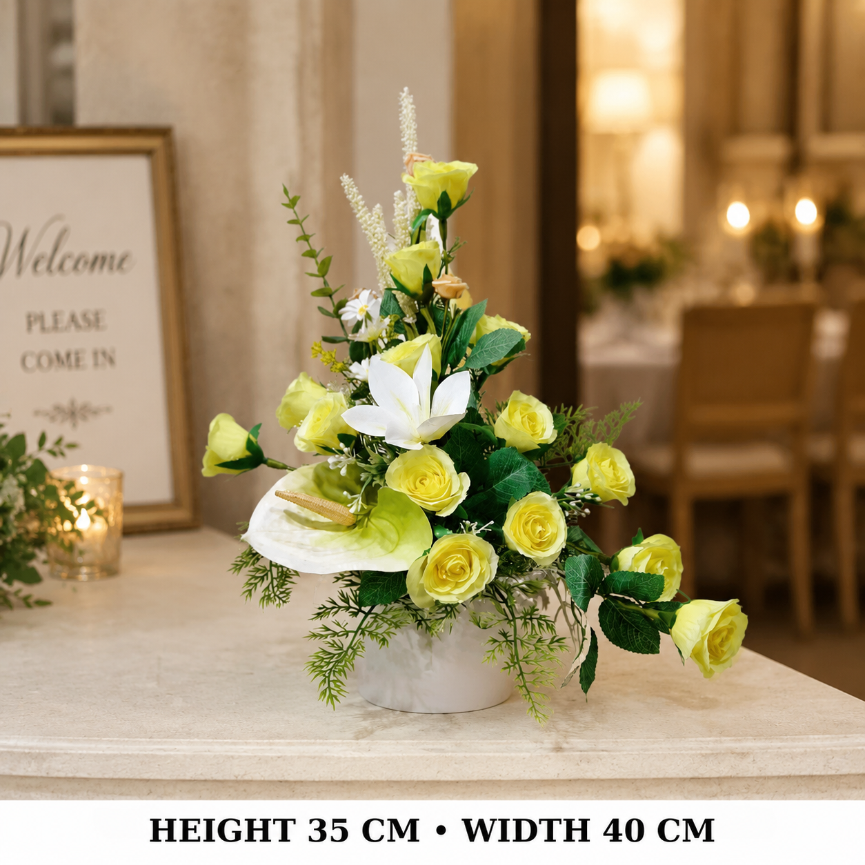 Pre-Arranged Premium Yellow Silk Floral Arrangement