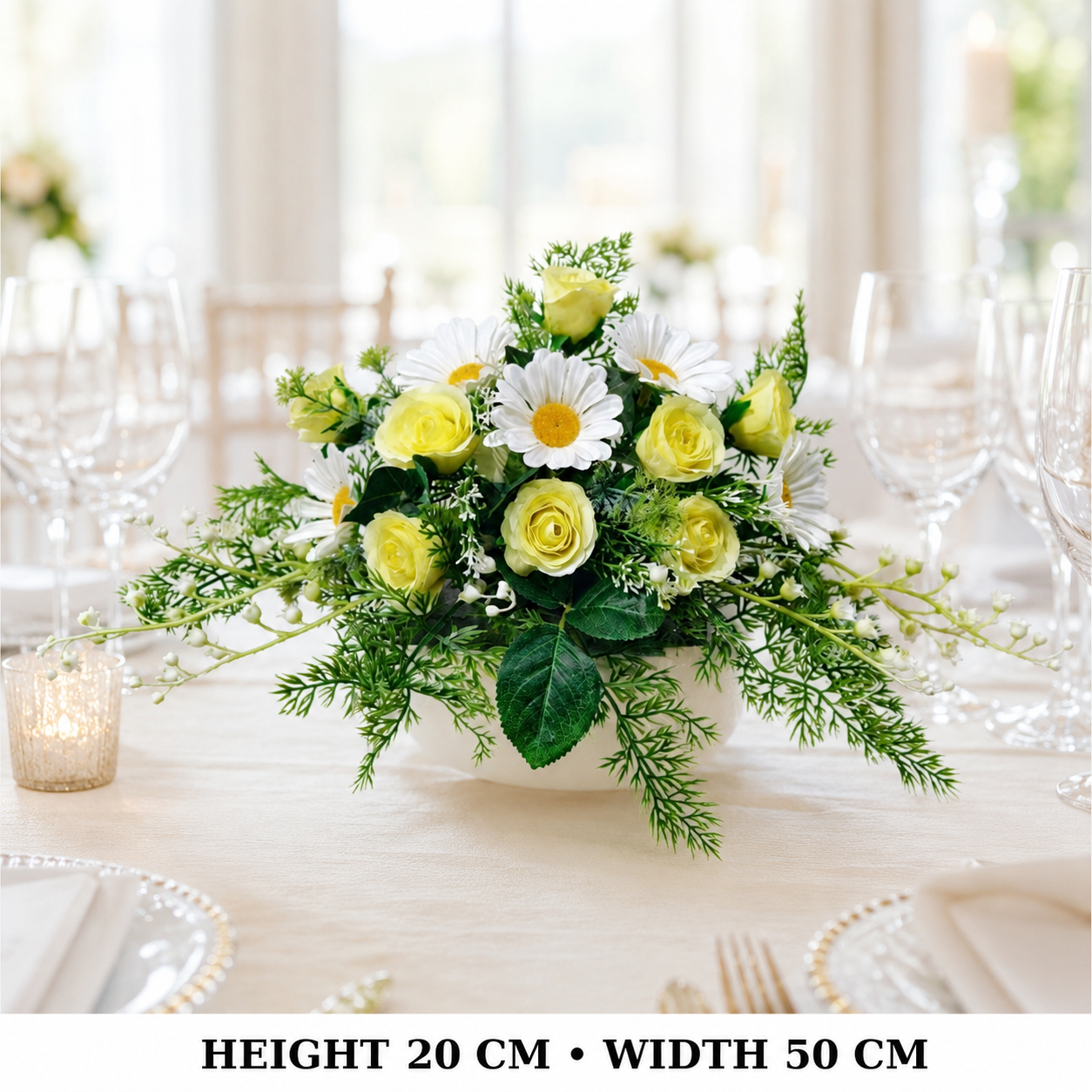 Pre-Arranged Premium Yellow Silk Floral Arrangement