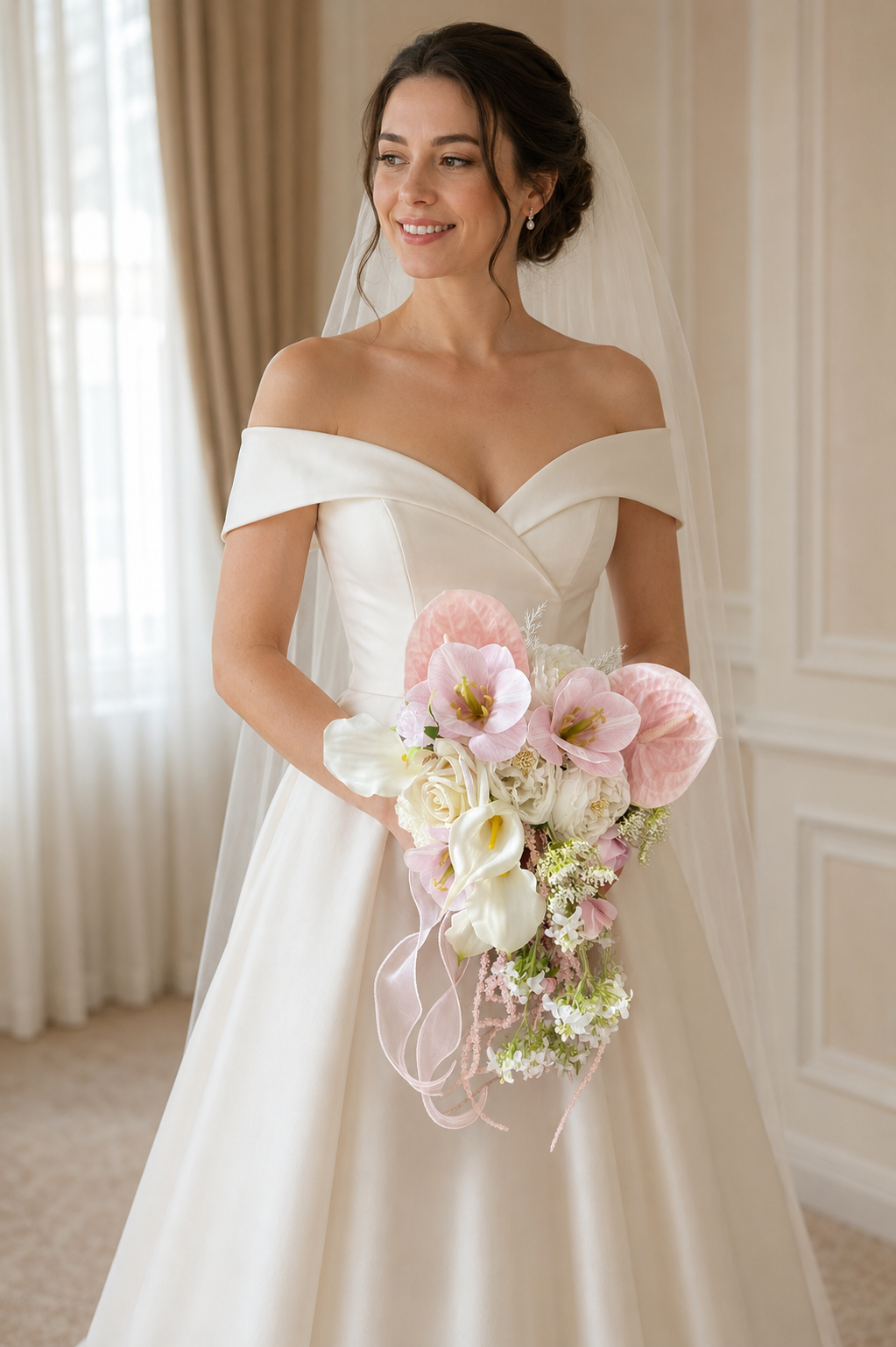 Handcrafted Multi-Floral Cascading Bridal Bouquet Collection