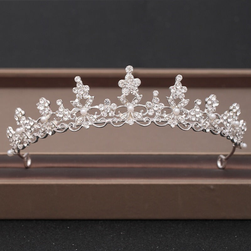 Elegant Pearl & Quartz Crystal Rhinestone Bridal Tiara Crown Collection