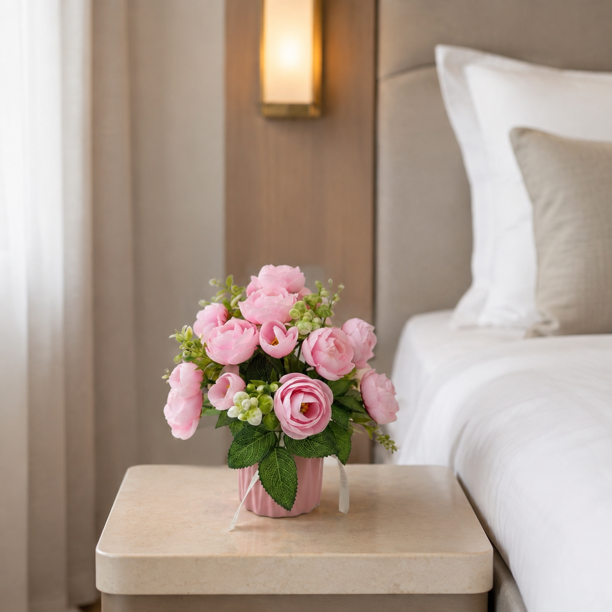 Mini Artificial Silk Flower Potted Plant
