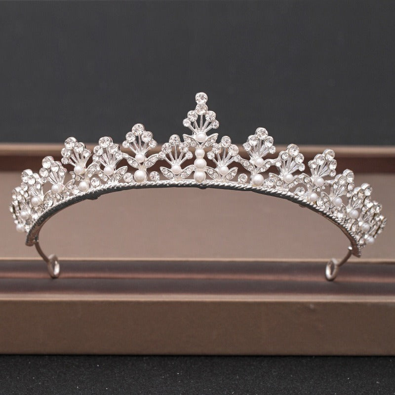 Elegant Pearl & Quartz Crystal Rhinestone Bridal Tiara Crown Collection