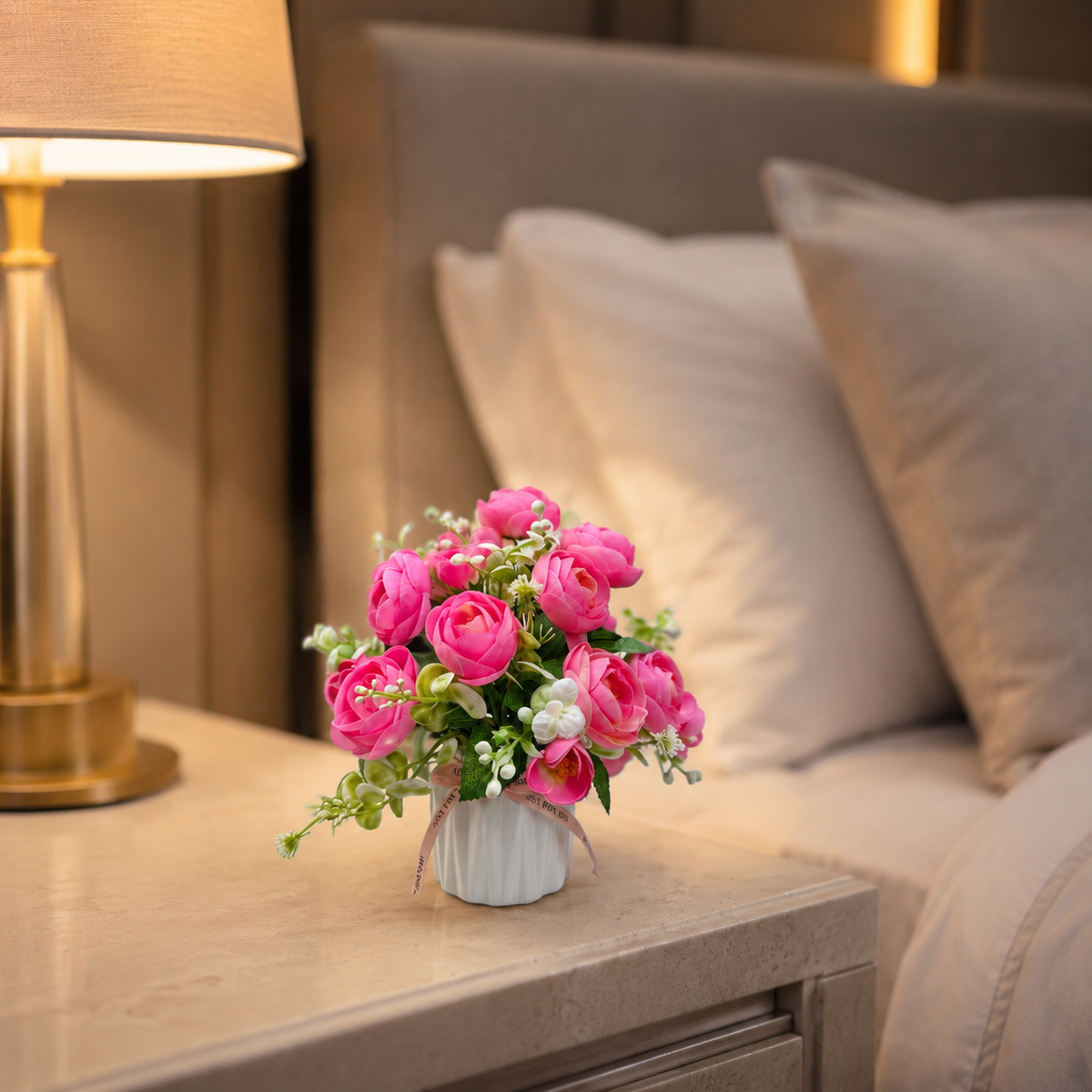 Mini Artificial Silk Flower Potted Plant