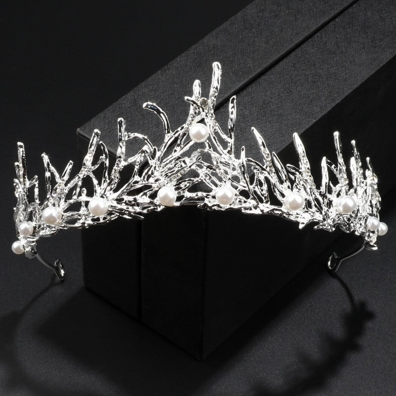 Elegant Pearl & Quartz Crystal Rhinestone Bridal Tiara Crown Collection