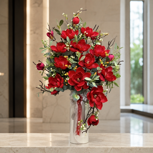 Real-Touch Red Magnolia Arrangement