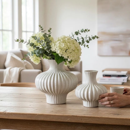 Handcrafted Bat Trang Celadon Ceramic Vase | Speckled White Color Lantern & Heart Lantern Shape Flower Pot