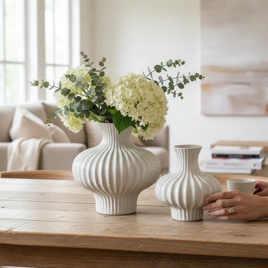 Handcrafted Bat Trang Celadon Ceramic Vase | Speckled White Color Lantern & Heart Lantern Shape Flower Pot