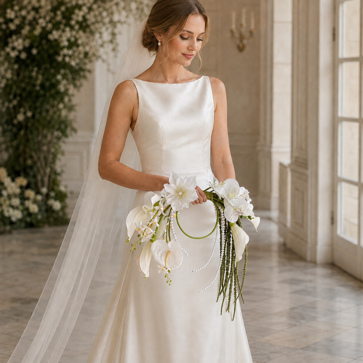 Handcrafted Crescent Half-Moon Bridal Bouquet Collection