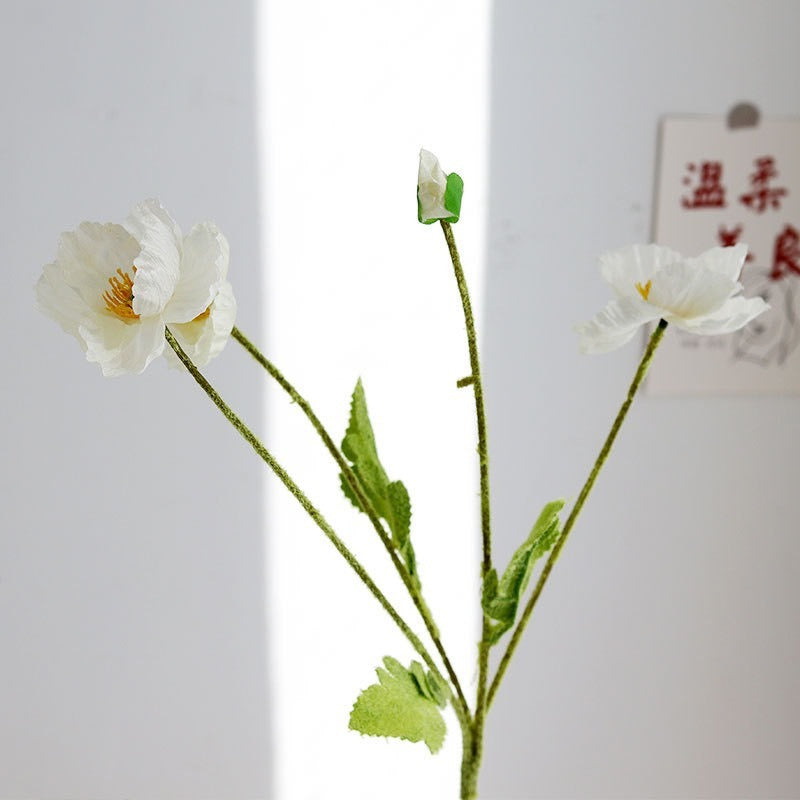 Real-Touch Silk Poppy Flower Spray (3 Blooms + 1 Bud)